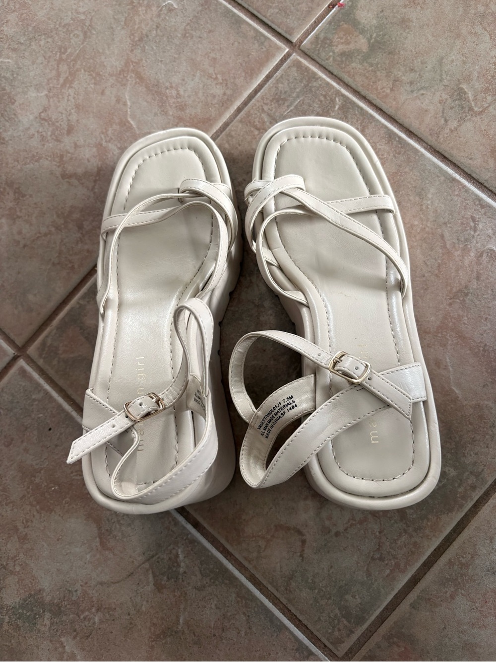 Madden Girl Strappy Square-Toe Sandals - Cream